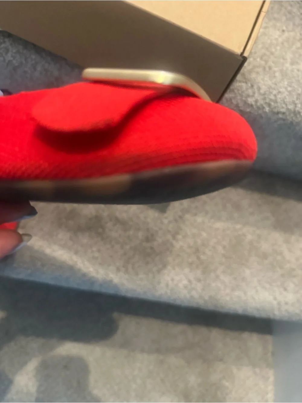 Rothy's Emblem Flat in Red with Gold Buckle Accent